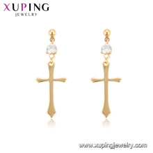 96936 xuping 18K gold color hoop wholesale cross women earrings